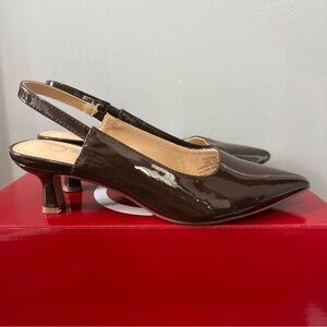 Journee Collection Dark Brown Patent Slingback Heels